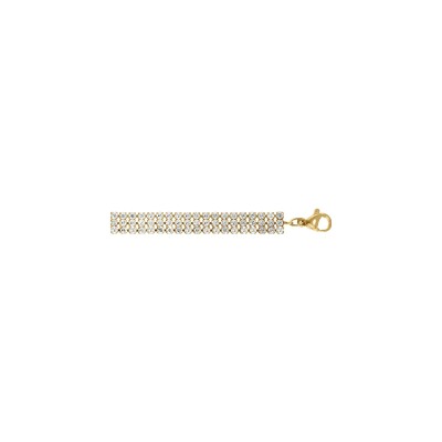 Bracelet acier doré jaune oxydes blancs sertis 16+4cm