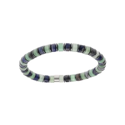 Bracelet extensible rondelles aventurine vert sodalite et hématite 60mm