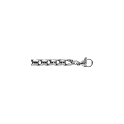 Bracelet acier maille aspect torsade 5mm 19+2cm