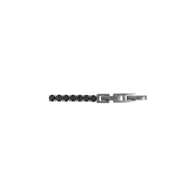 Bracelet acier oxydes noires 19+1cm double fermoir