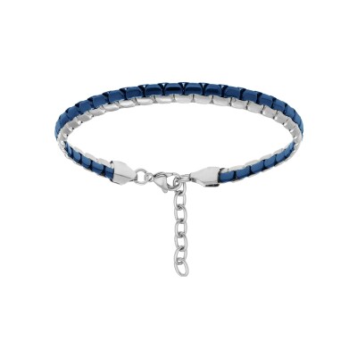 Bracelet acier et pvd bleu 19+3cm