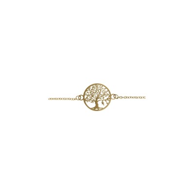 Bracelet acier doré rond arbre de vie découpe 16mm 16+3cm