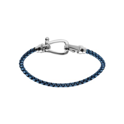 Bracelet acier maille jaseron bleu 19.5cm