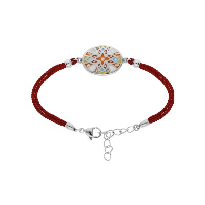 Bracelet acier stella mia résine multi couleur et nacre Bracelet cordon rouge 16+3cm