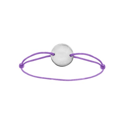 Bracelet cordon violet réglable rondelle acier