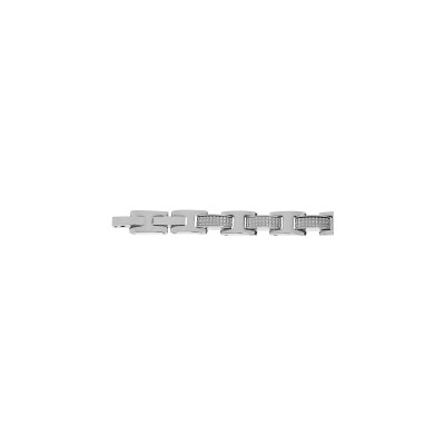 Bracelet acier motif carré avec 19cm + 1.5cm réglable double fermoir