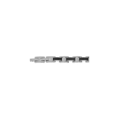 Bracelet acier motif carré pvd noir 20cm + 1cm double fermoir réglable