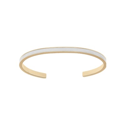Bracelet acier et pvd doré rigide 4mm ouvert 58mm résine blanche