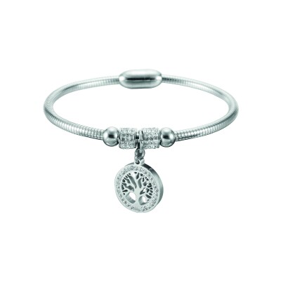 Bracelet acier rigide motif arbre de vie 19cm