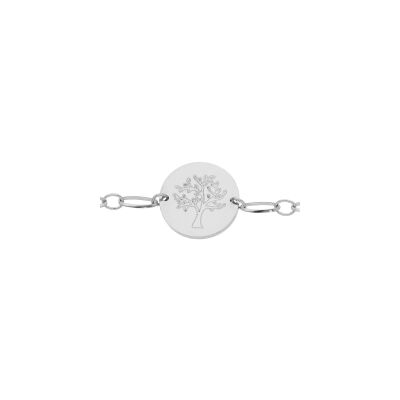 Bracelet acier maille avec pendentif gravure arbre de vie 16+3cm