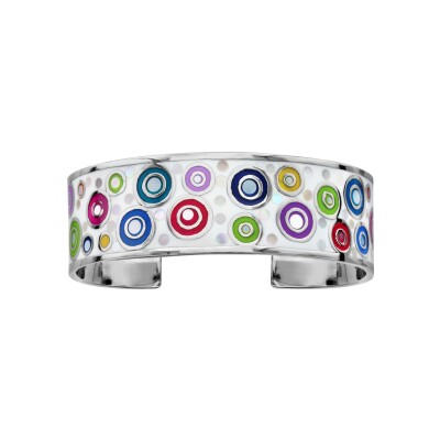 Bracelet acier stella mia motif rond avec nacre diam 59mm interieur