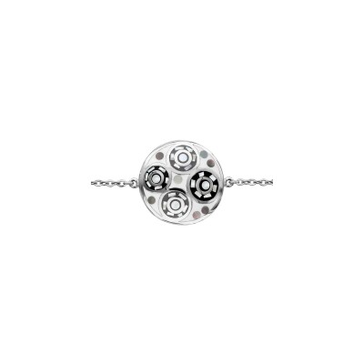 Bracelet acier stella mia rond spirale couleur noir et blanc 16+3cm