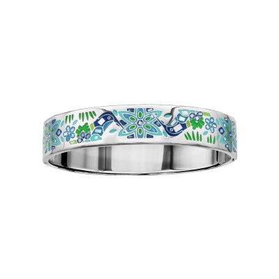 Bracelet acier et nacre rigide fin stella mia colibri bleu vert