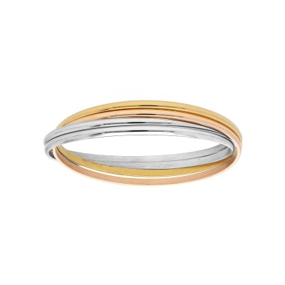 Bracelet jonc acier 4 fil demi jonc entrelaces 1 pvd doré, 1 rose et 2 gris diam 65mm