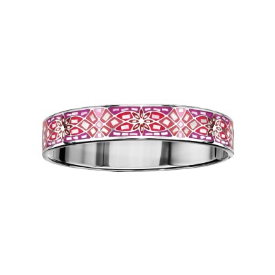 Bracelet acier articule stella mia degrade rose et nacre blanche diam 62x56