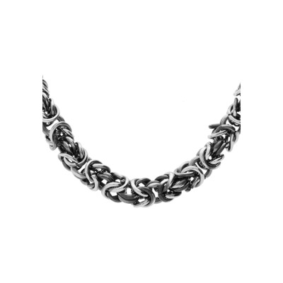 Collier acier patiné maille royale 55+5cm