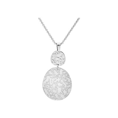 Collier acier pendentif embossé 42+4cm