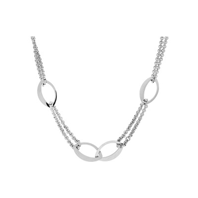 Collier acier sautoir motifs ovales 77cm
