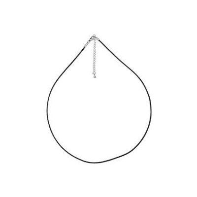 Collier cordon fin caoutchouc 1,5mm fermoir mousqueton acier 45cm+4cm