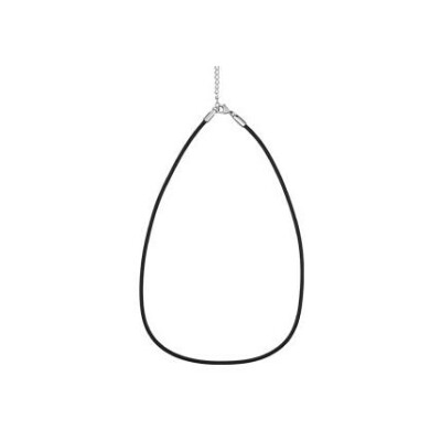 Collier cordon moyen caoutchouc 2,5mm fermoir mousqueton acier 43cm+4cm