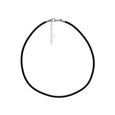 Collier cordon gros caoutchouc 3,5mm fermoir mosqueton acier 45cm+5cm réglable
