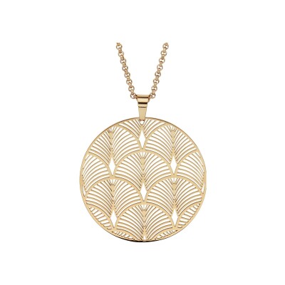 Collier acier etv pvd doré pendentif rond 