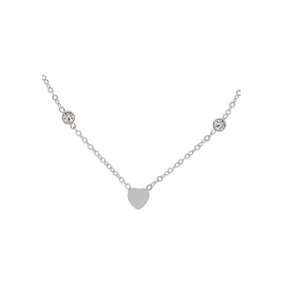 Collier acier multi coeurs lisses et oxydes blancs sertis 39+5cm