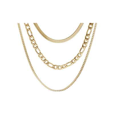 Collier acier pvd doré 3 chaînes 38+5cm