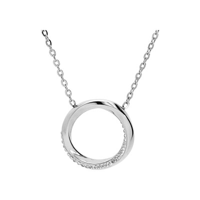Collier acier cercle avec oxydes blancs sertis 40+4cm