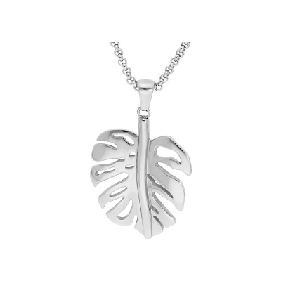 Collier acier avec pendentif feuillage 42+4cm