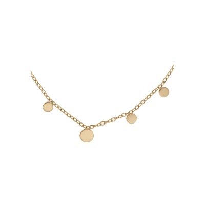 Collier acier doré pampilles pastilles lisses 39+4cm