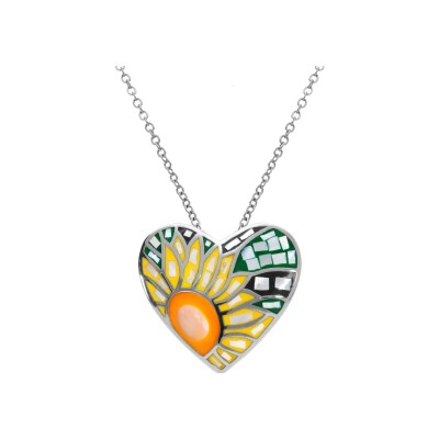 Collier acier stella mia coeur résine multi couleur 45+10cm