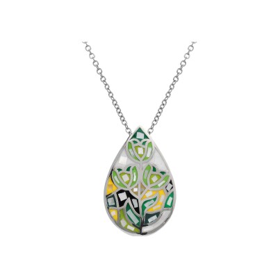 Collier acier stella mia forme goutte nacre et résine 45+10cm