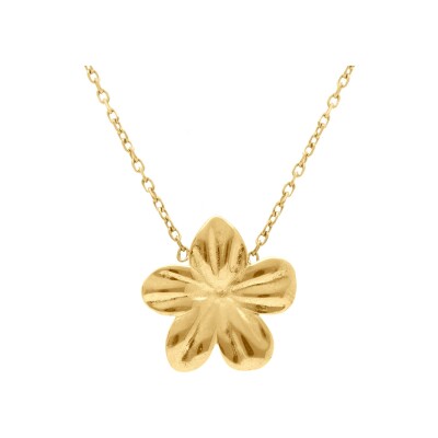 Collier acier doré fleur 15mm 40+4cm