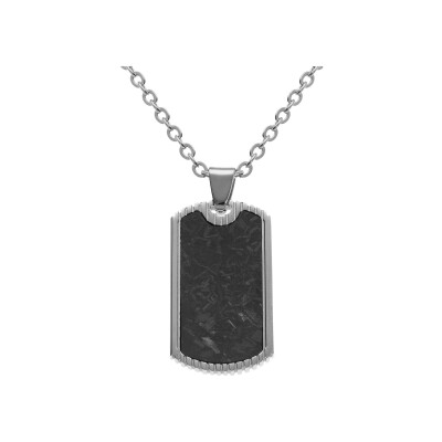 Collier acier pendentif 37x20mm pvd noir 50+5cm