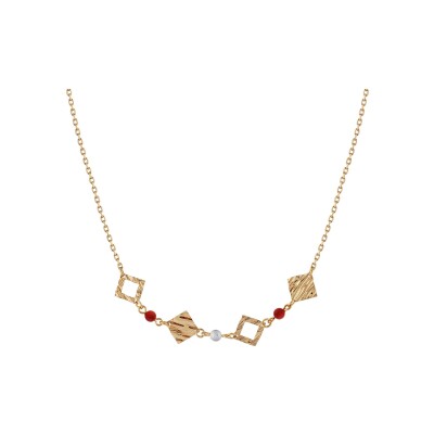 Collier acier doré jaune stella mia résine multicouleur 45+10cm