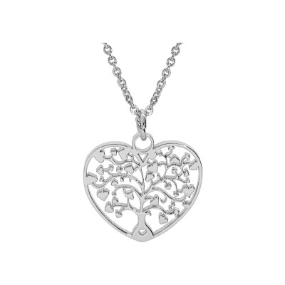 Collier acier pendentif coeur arbre de vie decoupe 22mm 40+5cm