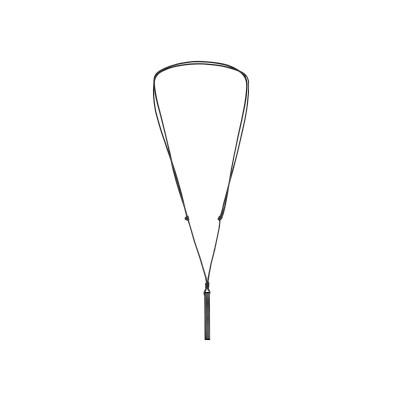 Collier acier satiné et pvd noir tube rectangulaire 4mm avec cordon noir réglable