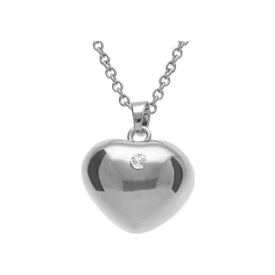 Collier acier bola de grossesse coeur avec 1 oxyde 80+10cm