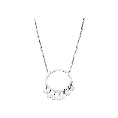 Collier acier pendentif cercle pampilles 42+3cm