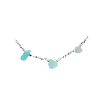 Collier acier pierres naturelles amazonite 62cm réglable 58
