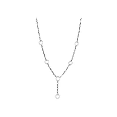 Collier acier forme y 6 anneaux céramique blanche 40+5cm