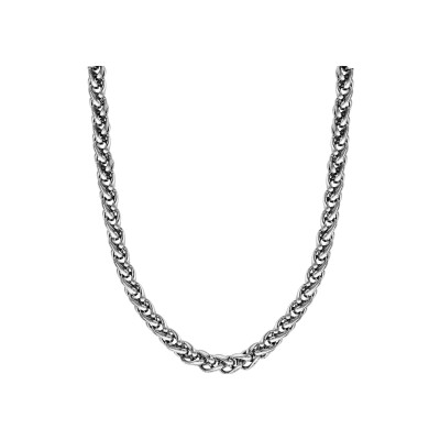 Collier acier maille palmier 7mm 45+6cm