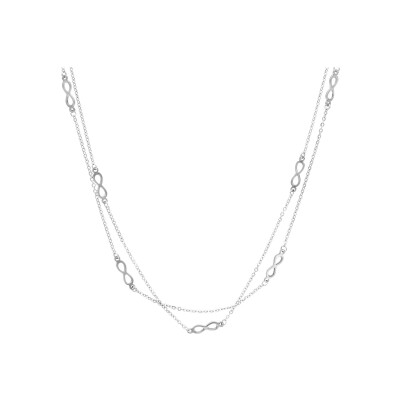 Collier acier double chaîne motifs infini 40cm+5cm