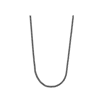 Chaîne acier et pvd noir miroir forçat fine 2mm 42+4cm
