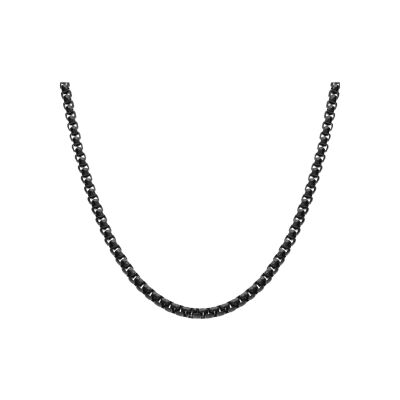 Chaîne jaseron serrée acier pvd noir 3mm 55+10cm