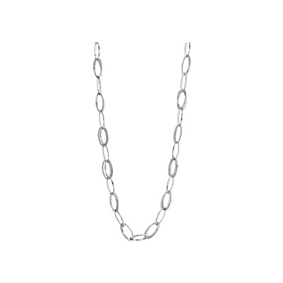Collier acier multi anneaux allonges diamantes 80cm
