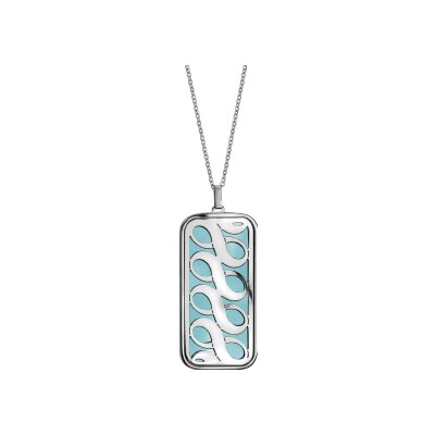 Collier acier pendentif motifs infini pu bleu ciel 45+10cm