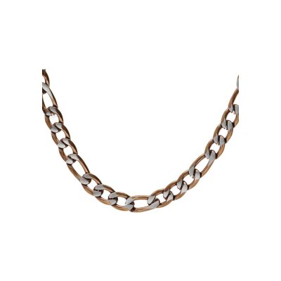 Collier acier 1+3 5mm pvd brossé aspect patiné chanfrein brun 55cm