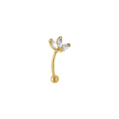 Piercing acier doré oreille rook et arcade oxydes blancs